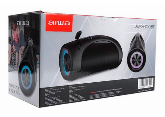 Parlante Aiwa Boombox Aws600bt Portátil Bluetooth Waterproof Color Negro